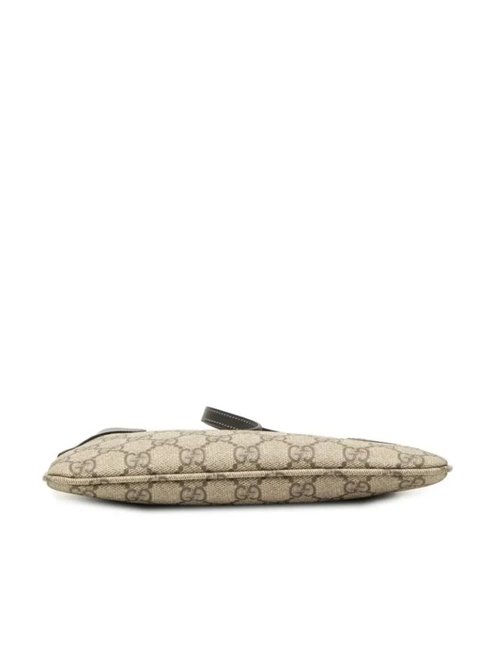 Gucci GG Emblem Supreme Handbag Bag Beige Black Leather